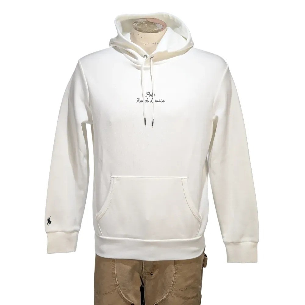 Polo Ralph Lauren Mens Logo Hoodie White Cotton Blend Sweatshirt Small NWT $150